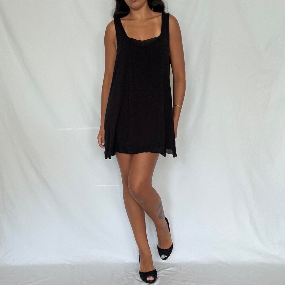 J Jill babydoll black mini dress